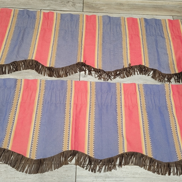 Hi End Accents fringed valance pair  Southwest Cowboy Aztec Ranch 84 x 18 - Picture 10 of 12
